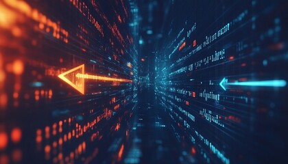 Leinwandbilder - Data Stream Abstract Digital Arrows and Binary Code Tech Innovation Connection Concept Information Flow : Generative AI
