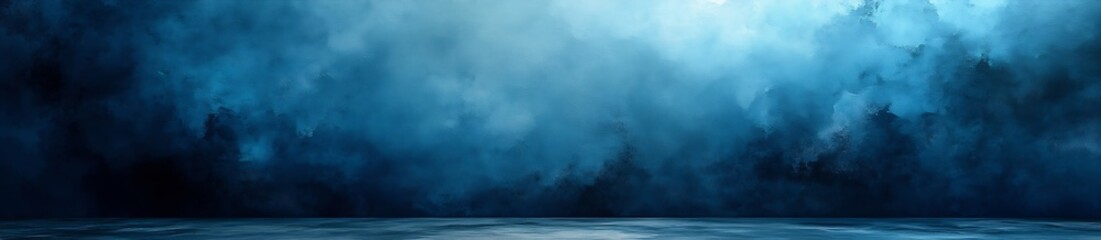 Aufkleber - Abstract Blue Watercolor Painting Background with Dark Shadows and Light Textures for Creative Design : Generative AI