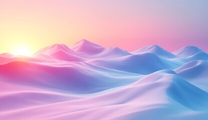 Poster - Radiant vista of flowing hills illuminated by sunset with soft pastel colors : Generative AI