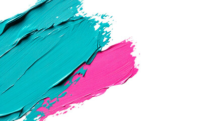 Wall Mural - vibrant strokes of paint in teal and pink, cut out transparent