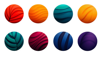 Wall Mural - multicolored abstract spheres with wave patterns, cut out transparent