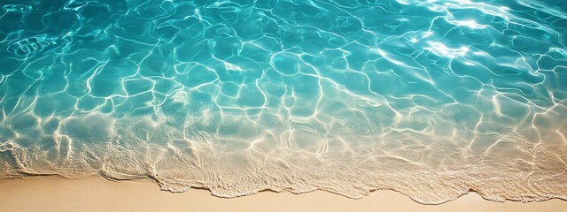 Fototapete - Tranquil Beach Scene Clear Turquoise Water Lapping Sandy Shore Sunny Day Coastal Paradise Relaxing Vacation Backdrop : Generative AI