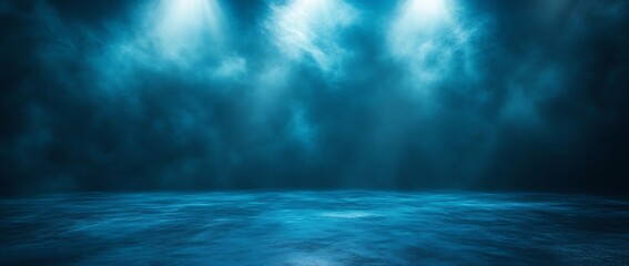 Fototapete - Abstract Blue Light Beam Stage Backdrop Water Texture Background Creative Lighting Effect Empty Space : Generative AI