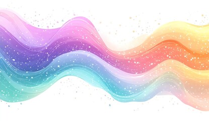 Poster - Flowing colorful waves with sparkles creating an enchanting abstract background design : Generative AI