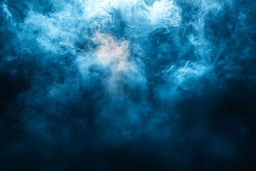 Aufkleber - Ethereal Blue Smoke Rising From Darkness Abstract Mist Texture Fantasy Background Dreamy Vapor Effect Mystery Mood Dramatic Light : Generative AI