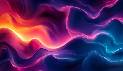 Fototapete - Mesmerizing abstract art piece with flowing waves of vibrant colors highlighting stunning sunset shades and fluid motion : Generative AI