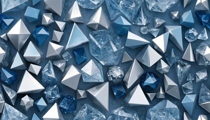 Poster - Abstract Geometric Shapes, Shimmering Blue Silver Texture. Modern Crystal Background, Reflective Facets, Fluid Design. Creates An Elegant Vibe, Ideal For Digital Artwork.
