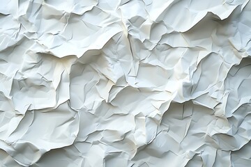 Fototapete - Textured White Crumpled Paper Background with Creases and Folds Perfect for Graphic Design : Generative AI