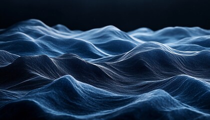 Poster - Dynamic blue waves creating motion and depth in a dark and mesmerizing ocean scene : Generative AI