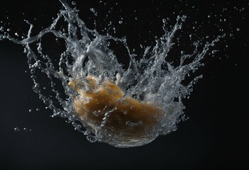 Wall Mural - water midair splash background captured black waterfall nature motion smoke mid-air fountain art tex