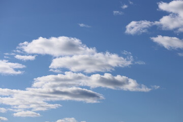 Wall Mural - white clouds in a blue bright sky.