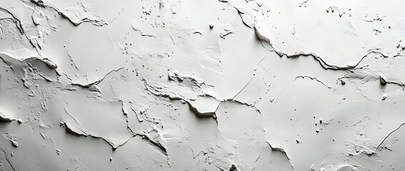Aufkleber - Rough White Plaster Wall Texture with Cracks and Imperfections Perfect for Backdrop or Design Overlay White Wall : Generative AI