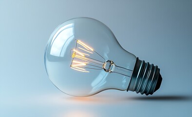 Poster - Classic Incandescent Light Bulb on Soft Background Symbolizing Ideas Innovation and Energy Efficiency Solutions : Generative AI