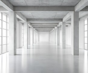 Poster - Minimalist Concrete Interior Space Empty Room Columns Architecture Design Modern Style Industrial Look : Generative AI