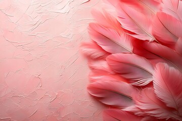 Poster - Elegant Pink Feather Arrangement on Textured Background for Sophisticated Designs and Artistic Compositions : Generative AI