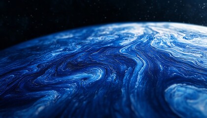 Aufkleber - Closeup view of intricate blue cosmic patterns displaying the stunning features of a distant planet : Generative AI