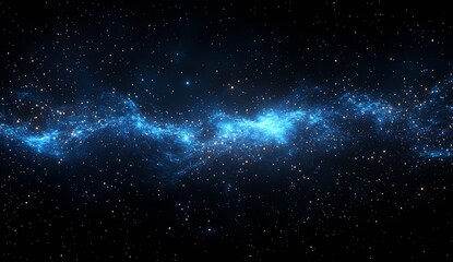 Leinwandbilder - Majestic flowing cosmic wave illuminated with bright blue light and surrounded by sparkling stars in endless space : Generative AI