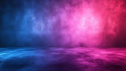 Aufkleber - Abstract Dark Studio Background with Blue and Pink Lights Moody Texture Space Modern Interior Design Photography Backdrop : Generative AI
