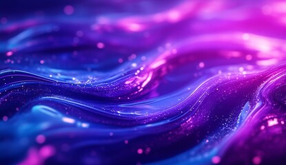 Poster - Stunning closeup view of shimmering waves with sparkling details in dazzling blue and pink tones : Generative AI
