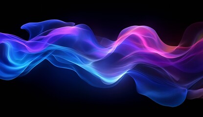 Poster - Elegant Smooth Flowing Waves in Blue and Pink Shades on a Dark Background : Generative AI