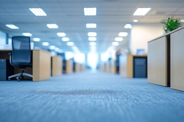 Leinwandbilder - Blurred Empty Office Space with Desks and Chairs for Corporate Backgrounds and Work Environment Concepts : Generative AI