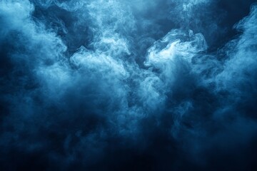 Poster - Ethereal Blue Smoke and Vapor Abstract Background with Moody Lighting for Creative Visuals and Artistic Expression : Generative AI
