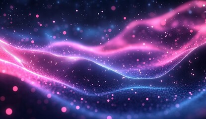 Leinwandbilder - Enchanting wave patterns illuminated by vibrant pink and blue highlights creating a surreal visual experience : Generative AI