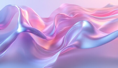 Poster - Smooth and fluid waves in pink and blue hues creating an ethereal atmosphere : Generative AI