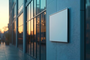Poster - Blank Billboard Mockup on Building Exterior at Sunset for Advertisement and Urban Design Templates : Generative AI