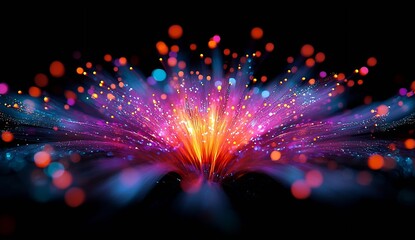 Fototapete - Vibrant Abstract Explosion of Colorful Lights Creating Stunning Visual Effects : Generative AI