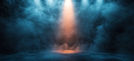 Aufkleber - Stage Spotlight Illumination Dramatic Light Beam and Smoke Effects for Show Concert or Entertainment Event : Generative AI