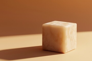 Wall Mural - simple decorative cube on soft background with gentle shadows