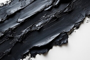 Aufkleber - Thick Black Paint Smears Abstract Art Texture Background Dark Palette Creative Expression Modern Design Artistic Strokes Backdrop : Generative AI