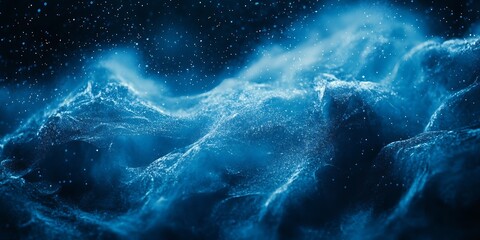 Fototapete - Stunning close up of ocean waves in deep blue color with particles shimmering in light : Generative AI