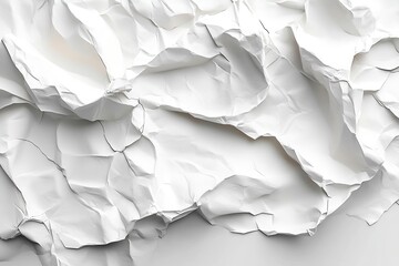 Aufkleber - Abstract Background of Crumpled White Paper with Detailed Texture and Shadows art paper fold design creative graphic backdrop : Generative AI