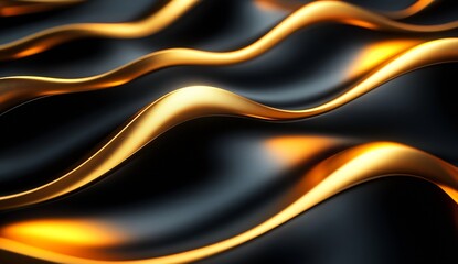 Leinwandbilder - Sleek flowing lines create an illuminated abstract surface with a stylish wavy texture and captivating look : Generative AI