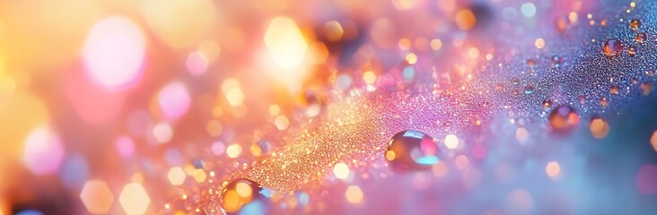 Aufkleber - Abstract Bokeh Background With Sparkling Glitter and Water Droplets. Festive Colorful Lights for Celebrations and Design : Generative AI