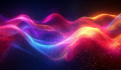 Leinwandbilder - Colorful luminous waves in vibrant shades of pink blue and orange creating a stunning visual effect : Generative AI
