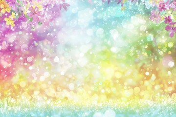 Wall Mural - Colorful Floral Background with Soft Bokeh and Light Effects