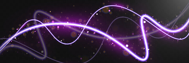 Aufkleber - Abstract glowing light trails with bokeh and sparkles on a smooth background. Dynamic motion effect for futuristic, digital, and technology-themed designs.

