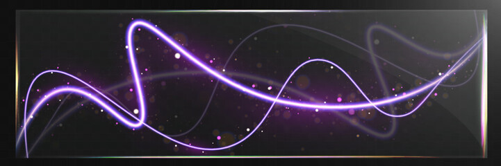 Aufkleber - Abstract glowing light trails with bokeh and sparkles on a smooth background. Dynamic motion effect for futuristic, digital, and technology-themed designs.	
