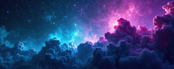 Turquoise and amethyst nebula tendrils stretching, nature, nebulas, astronomy