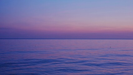 Wall Mural - a sailboat glides across the calm waters at sunset