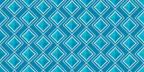 Fototapete - The diamonds are arranged in a diagonal grid, creating a sense of movement and depth. The background is a solid blue color, providing a stark contrast to the white outlines.