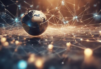 Wall Mural - futuristic internet network concept business globalization global background website blue culture th