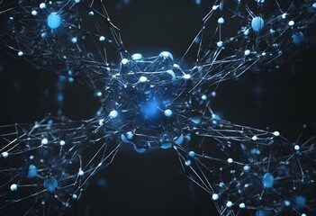 Wall Mural - connection blue 3d rendering deep networks blockchain learning neural machine concept network black 
