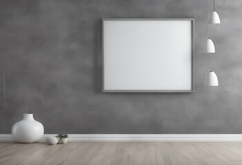 Wall Mural - poster mock gray white template wall empty canvas background frame blank picture art room modern int