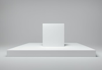 Wall Mural - block platform cube object minimal 3d white podium mockup empty product blank concept stand png box 