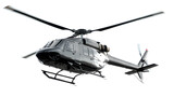 Helicopter Flying Solo in Clear White Sky: Professional Image for Graphic Projects