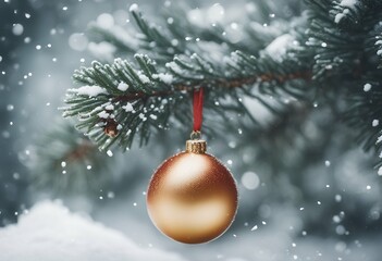 Wall Mural - card snow christmas branch fir baubles bright cold ornament decoration shiny frame greeting new year